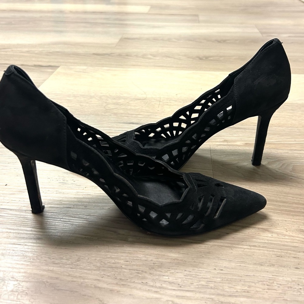 Lauren Ralph Lauren Shoes Black Suede Pump Heels Dressy Women Sz 9 B Sania - Picture 10 of 12